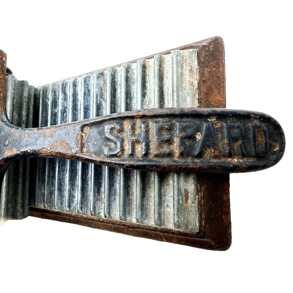 Antique Shepard (marked) Fluting Iron Roller with Lift Handle & Base c 1870-1900